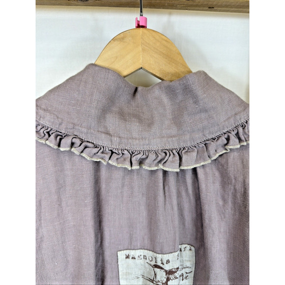 Magnolia Pearl Mauve Boho Ruffle Button Up Top / Jacket #1397 Size One Size - Picture 10 of 10